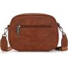 image:imageMontana West Small Crossbody Bags for Women Cow Print Purse Triple Zip Shoulder Handbags with Wide StrapBrown