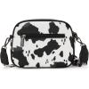 image:imageMontana West Small Crossbody Bags for Women Cow Print Purse Triple Zip Shoulder Handbags with Wide StrapCowBlack