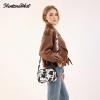 image:imageMontana West Small Crossbody Bags for Women Cow Print Purse Triple Zip Shoulder Handbags with Wide StrapCowBlack