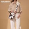 image:imageMontana West Small Crossbody Bags for Women Cow Print Purse Triple Zip Shoulder Handbags with Wide StrapCowBrown