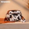 image:imageMontana West Small Crossbody Bags for Women Cow Print Purse Triple Zip Shoulder Handbags with Wide StrapCowBrown