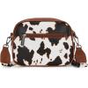 image:imageMontana West Small Crossbody Bags for Women Cow Print Purse Triple Zip Shoulder Handbags with Wide StrapCowBrown