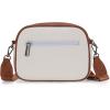 image:imageMontana West Small Crossbody Bags for Women Cow Print Purse Triple Zip Shoulder Handbags with Wide StrapWhiteBrown