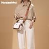 image:imageMontana West Small Crossbody Bags for Women Cow Print Purse Triple Zip Shoulder Handbags with Wide StrapWhiteBrown