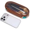 image:imageMontana West X Wrangler Travel Makeup Bag 2pcs Set Large Cosmetic Bag with Makeup Brush Holder Portable Make Up Organizer Cute Toiletry Bag with Divider and Handle for Women AztecTurquoise