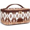 image:imageMontana West X Wrangler Travel Makeup Bag 2pcs Set Large Cosmetic Bag with Makeup Brush Holder Portable Make Up Organizer Cute Toiletry Bag with Divider and Handle for Women AztecAztecCoffee