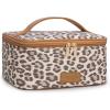 image:imageMontana West X Wrangler Travel Makeup Bag 2pcs Set Large Cosmetic Bag with Makeup Brush Holder Portable Make Up Organizer Cute Toiletry Bag with Divider and Handle for Women AztecLeopardKhaki