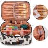 image:imageMontana West X Wrangler Travel Makeup Bag 2pcs Set Large Cosmetic Bag with Makeup Brush Holder Portable Make Up Organizer Cute Toiletry Bag with Divider and Handle for Women AztecCowBrown