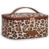 image:imageMontana West X Wrangler Travel Makeup Bag 2pcs Set Large Cosmetic Bag with Makeup Brush Holder Portable Make Up Organizer Cute Toiletry Bag with Divider and Handle for Women AztecLeopard