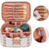 image:imageMontana West X Wrangler Travel Makeup Bag 2pcs Set Large Cosmetic Bag with Makeup Brush Holder Portable Make Up Organizer Cute Toiletry Bag with Divider and Handle for Women AztecTan