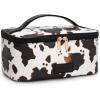 image:imageMontana West X Wrangler Travel Makeup Bag 2pcs Set Large Cosmetic Bag with Makeup Brush Holder Portable Make Up Organizer Cute Toiletry Bag with Divider and Handle for Women AztecCowBrown