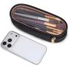 image:imageMontana West X Wrangler Travel Makeup Bag 2pcs Set Large Cosmetic Bag with Makeup Brush Holder Portable Make Up Organizer Cute Toiletry Bag with Divider and Handle for Women AztecBlack