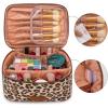 image:imageMontana West X Wrangler Travel Makeup Bag 2pcs Set Large Cosmetic Bag with Makeup Brush Holder Portable Make Up Organizer Cute Toiletry Bag with Divider and Handle for Women AztecLeopard