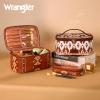 image:imageMontana West X Wrangler Travel Makeup Bag 2pcs Set Large Cosmetic Bag with Makeup Brush Holder Portable Make Up Organizer Cute Toiletry Bag with Divider and Handle for Women AztecAztecBrown