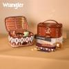 image:imageMontana West X Wrangler Travel Makeup Bag 2pcs Set Large Cosmetic Bag with Makeup Brush Holder Portable Make Up Organizer Cute Toiletry Bag with Divider and Handle for Women AztecAztecCoffee