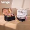image:imageMontana West X Wrangler Travel Makeup Bag 2pcs Set Large Cosmetic Bag with Makeup Brush Holder Portable Make Up Organizer Cute Toiletry Bag with Divider and Handle for Women AztecBlack