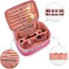 image:imageMontana West X Wrangler Travel Makeup Bag 2pcs Set Large Cosmetic Bag with Makeup Brush Holder Portable Make Up Organizer Cute Toiletry Bag with Divider and Handle for Women AztecBeigePink