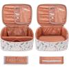 image:imageMontana West X Wrangler Travel Makeup Bag 2pcs Set Large Cosmetic Bag with Makeup Brush Holder Portable Make Up Organizer Cute Toiletry Bag with Divider and Handle for Women AztecBeige
