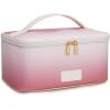 image:imageMontana West X Wrangler Travel Makeup Bag 2pcs Set Large Cosmetic Bag with Makeup Brush Holder Portable Make Up Organizer Cute Toiletry Bag with Divider and Handle for Women AztecKhakiTan