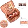 image:imageMontana West X Wrangler Travel Makeup Bag 2pcs Set Large Cosmetic Bag with Makeup Brush Holder Portable Make Up Organizer Cute Toiletry Bag with Divider and Handle for Women AztecAztecBrown