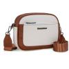 image:imageMontana West Small Crossbody Bags for Women Cow Print Purse Triple Zip Shoulder Handbags with Wide StrapWhiteBrown