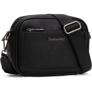 image:imageMontana West Small Crossbody Bags for Women Cow Print Purse Triple Zip Shoulder Handbags with Wide StrapBlack