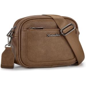 image:imageMontana West Small Crossbody Bags for Women Cow Print Purse Triple Zip Shoulder Handbags with Wide StrapCamel