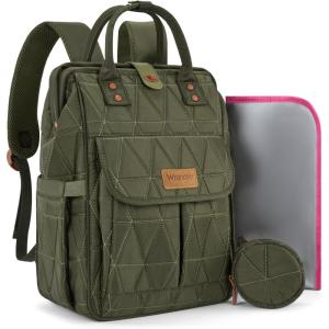 image:imageMontana West Wrangler Aztec Diaper Bag Backpack Western Backpacks for Moms Baby Essentials Bag with TwistLock Closure Insulated Pockets Portable Changing Pad Stroller Straps Pacifier CaseGreen