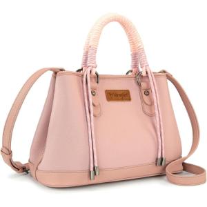 image:imageMontana West Wrangler Tote Bags for Women Medium Satchel Purse with Designer Braided Rope Top HandlePink