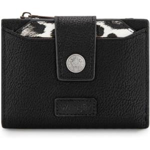 image:imageMontana West X Wrangler Small Wallets for Women Bifold RFID Blocking Wallets Compact Leopard Print Wallet with Removable ID WindowABlack