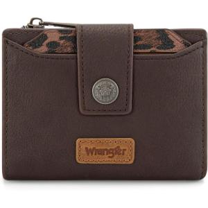 image:imageMontana West X Wrangler Small Wallets for Women Bifold RFID Blocking Wallets Compact Leopard Print Wallet with Removable ID WindowACoffee