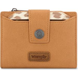 image:imageMontana West X Wrangler Small Wallets for Women Bifold RFID Blocking Wallets Compact Leopard Print Wallet with Removable ID WindowATan