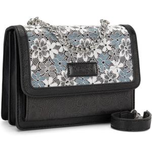 image:imageWrangler Flap Shoulder Bag for Women Vintage Floral Tooled Crossbody Purse with Chain StrapJet Black