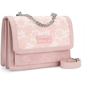 image:imageWrangler Flap Shoulder Bag for Women Vintage Floral Tooled Crossbody Purse with Chain StrapPink
