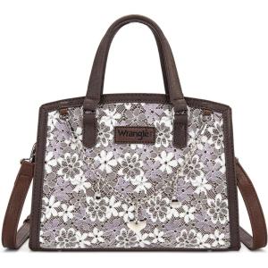 image:imageWrangler Medium Tote Bag for Women Lace Crossbody Top Handle Handbags Ladies Satchel Elegant Purse for Wedding GiftCoffee