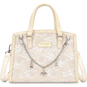 image:imageWrangler Medium Tote Bag for Women Lace Crossbody Top Handle Handbags Ladies Satchel Elegant Purse for Wedding GiftTan