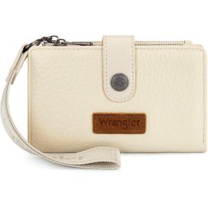 image:imageX Wrangler Womens Wallet Small Rfid Blocking Wristlet Wallets Cute Bifold Ladies Wallet with Zipper PocketBeige