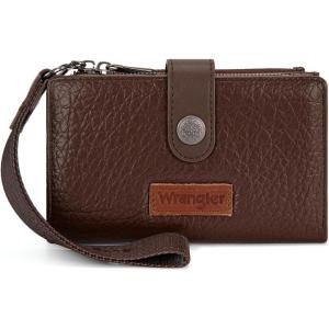 image:imageX Wrangler Womens Wallet Small Rfid Blocking Wristlet Wallets Cute Bifold Ladies Wallet with Zipper PocketCoffee