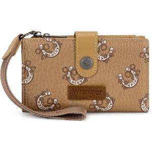 image:imageX Wrangler Womens Wallet Small Rfid Blocking Wristlet Wallets Cute Bifold Ladies Wallet with Zipper PocketDarkbrown