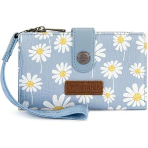 image:imageX Wrangler Womens Wallet Small Rfid Blocking Wristlet Wallets Cute Bifold Ladies Wallet with Zipper PocketFlowerjean