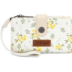 image:imageX Wrangler Womens Wallet Small Rfid Blocking Wristlet Wallets Cute Bifold Ladies Wallet with Zipper PocketFlowertan