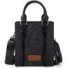 image:imageWrangler Embossed Crossbody Purse for Women Top Handle Fringe Handbags and Western Mini ToteAngel Black