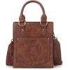 image:imageWrangler Embossed Crossbody Purse for Women Top Handle Fringe Handbags and Western Mini ToteAngel Brown