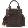image:imageWrangler Embossed Crossbody Purse for Women Top Handle Fringe Handbags and Western Mini ToteAngel Coffee