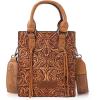 image:imageWrangler Embossed Crossbody Purse for Women Top Handle Fringe Handbags and Western Mini ToteAngel Light Brown