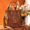 image:imageWrangler Embossed Crossbody Purse for Women Top Handle Fringe Handbags and Western Mini ToteAngel Light Brown