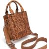 image:imageWrangler Embossed Crossbody Purse for Women Top Handle Fringe Handbags and Western Mini ToteAngel Light Brown