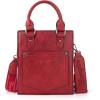 image:imageWrangler Embossed Crossbody Purse for Women Top Handle Fringe Handbags and Western Mini ToteAngel Red