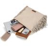 image:imageWrangler Fringe Suede Hobo Bag for Women Leather Western Fringe Purse Tassel Hippie Shoulder BagBeige