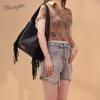image:imageWrangler Fringe Suede Hobo Bag for Women Leather Western Fringe Purse Tassel Hippie Shoulder BagBlack